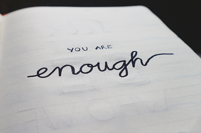 you are enough written in journal